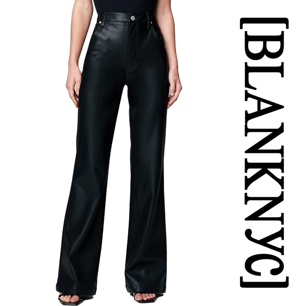 BLANK NYC- Faux Leather Franklin Rib Cage Straight in After Hours - Size 25 - Picture 2 of 6